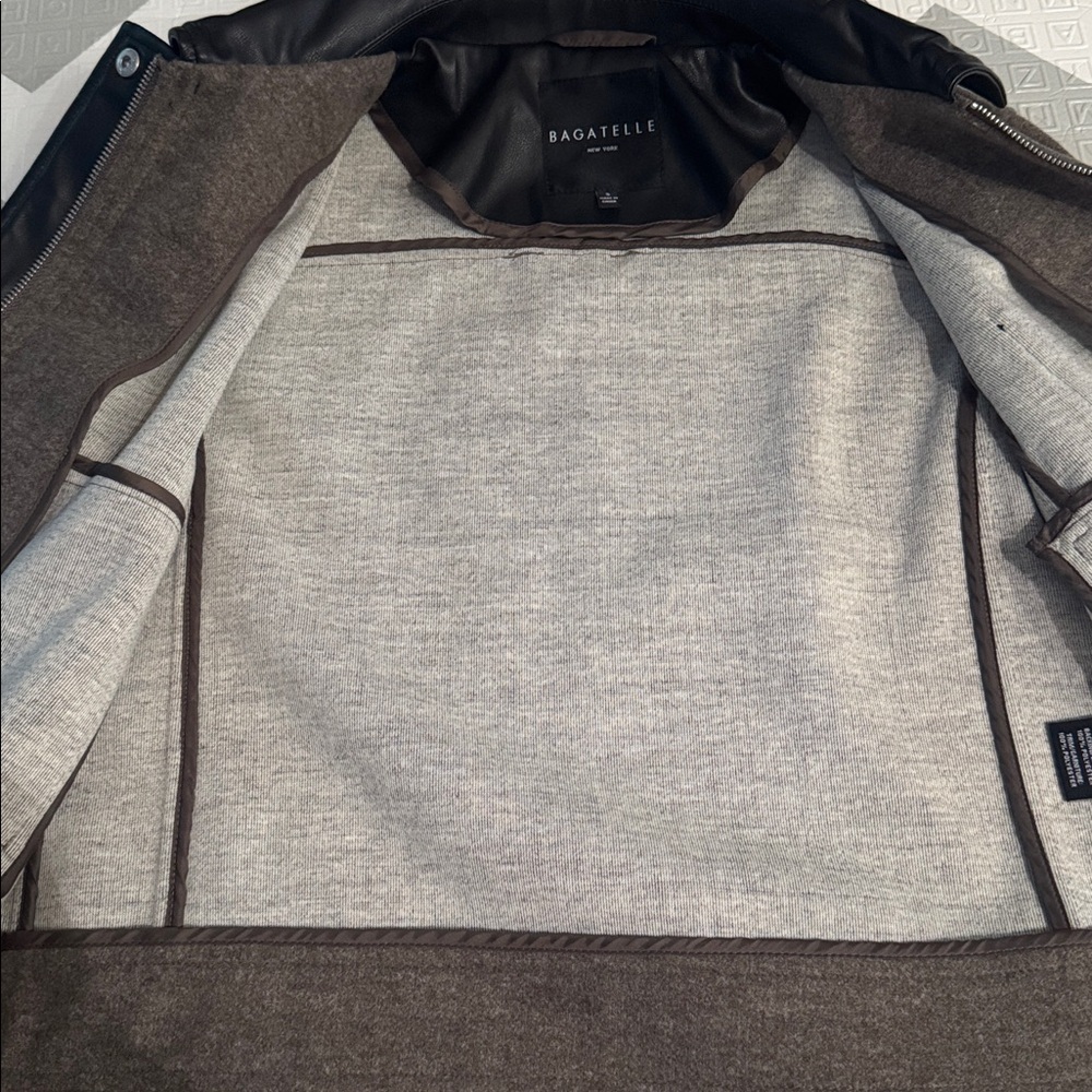 Bagatelle NY Wool Blend Jacket w Faux Leather Trim | Snap Front | Size S - Picture 7 of 8